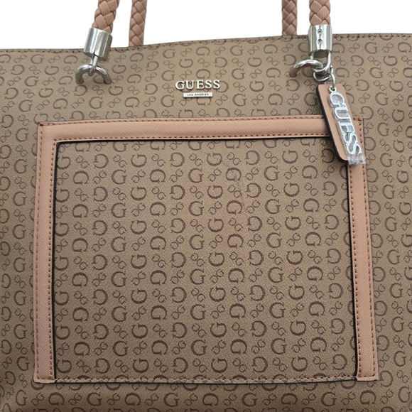 New Guess Tan Mocha Forrest City Satchel Bag Handbag Purse - Picture 5 of 6